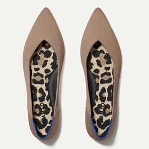 Rothy's Tan Flats with Leopard Print Insole